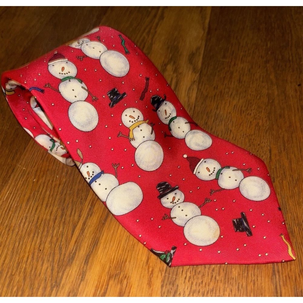 Snowman Heaven Save the Children Holiday‎ Christmas Cowboy Necktie Tie 100% Silk